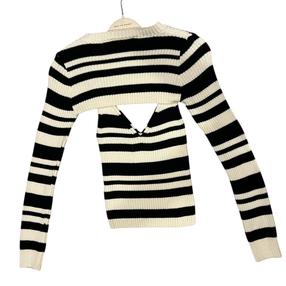 Anthropologie Maeve Black and White Striped Sweater Shrug Set - Picture 4 of 6